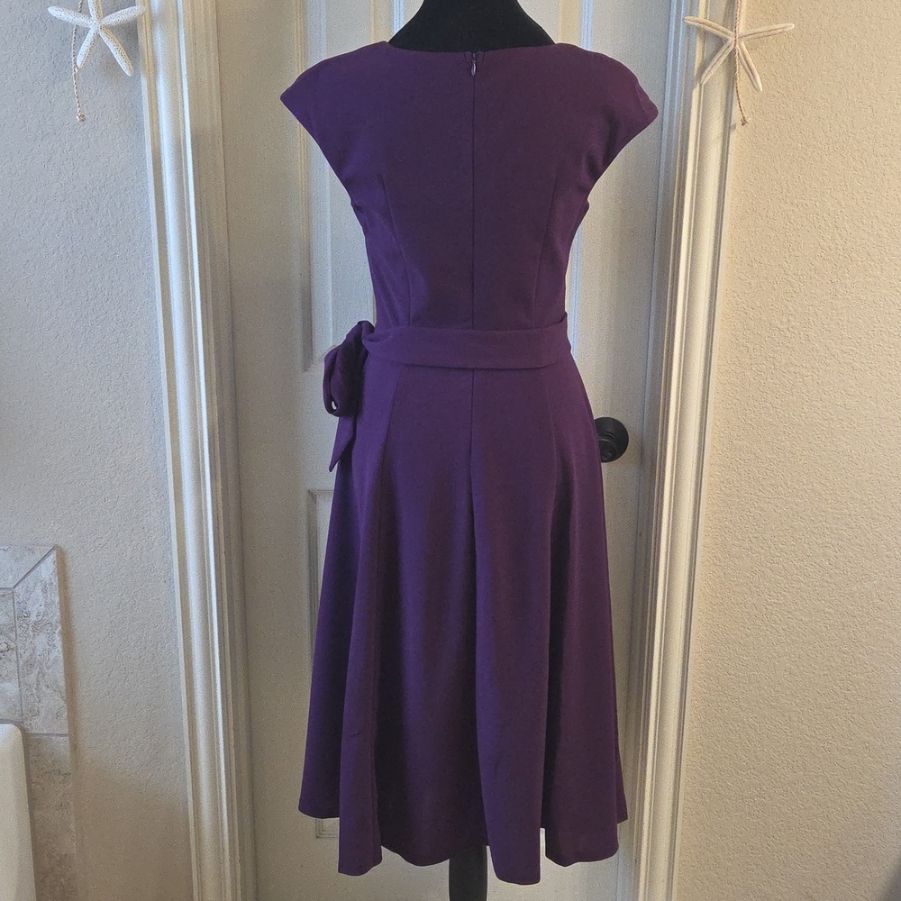 Elegant Purple Cap Sleeve Dress NWOT - Picture 12 of 16